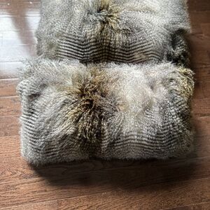 A Pair of Arhaus Faux Shearling Rectangle Pillows Appox. 15"x25"